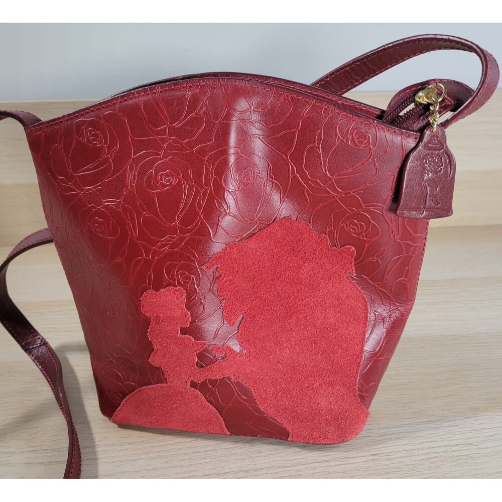 Beauty & Beast Belle Red Rose Faux Leather Crossbody Bag Hidesign Disney Purse